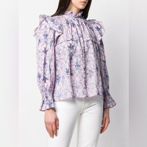 Isabel Marant Etoile Tedy Floral Linen Shirt Top Blouse FR 36 xs to Small $460